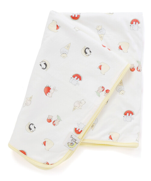 SLAP SLIP BABY（スラップスリップベビー）の「【お揃い/接触冷感】アニマルフルーツプリント柄ひんやり2wayおくるみベビー（おくるみ・キッズ・ブルー系その他/イエロー系その他・FREE）」の2枚目の写真