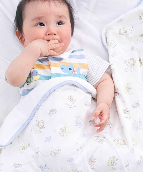 SLAP SLIP BABY（スラップスリップベビー）の「【お揃い/接触冷感】アニマルフルーツプリント柄ひんやり2wayおくるみベビー（おくるみ・キッズ・ブルー系その他/イエロー系その他・FREE）」の4枚目の写真