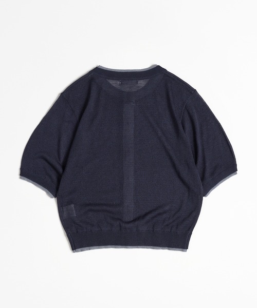 MUHET（ミュエータ）の「two-tone sheer crew neck cardigan / シアーバイカラークルーネックカーディガン（カーディガン/ボレロ・レディース・グレー/アイボリー/ベージュ/ネイビー/ライトグリーン・FREE）」の9枚目の写真