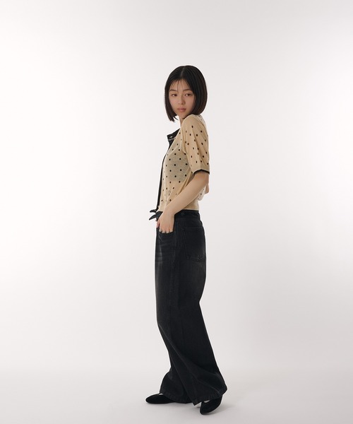 MUHET（ミュエータ）の「two-tone sheer crew neck cardigan / シアーバイカラークルーネックカーディガン（カーディガン/ボレロ・レディース・グレー/アイボリー/ベージュ/ネイビー/ライトグリーン・FREE）」の13枚目の写真