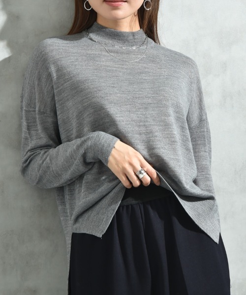 INTERPLANET（インタープラネット）の「１２Ｇ天竺ハイネックプルオーバー（ニット/セーター・レディース・グレー/ネイビー/レッド/グリーン・FREE）」の2枚目の写真