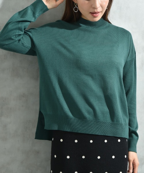 INTERPLANET（インタープラネット）の「１２Ｇ天竺ハイネックプルオーバー（ニット/セーター・レディース・グレー/ネイビー/レッド/グリーン・FREE）」の3枚目の写真