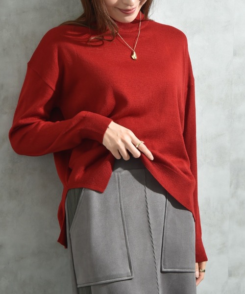 INTERPLANET（インタープラネット）の「１２Ｇ天竺ハイネックプルオーバー（ニット/セーター・レディース・グレー/ネイビー/レッド/グリーン・FREE）」の16枚目の写真