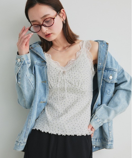 ad thie（アドティエ）の「ショルダーレース切り替え 花柄キャミソール（キャミソール・レディース・オートミール/アイボリー/オフホワイト・FREE）」の21枚目の写真