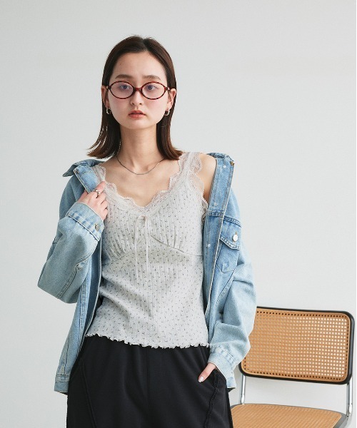 ad thie（アドティエ）の「ショルダーレース切り替え 花柄キャミソール（キャミソール・レディース・オートミール/アイボリー/オフホワイト・FREE）」の22枚目の写真