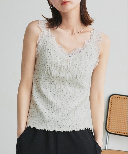 ad thie（アドティエ）の「ショルダーレース切り替え 花柄キャミソール（キャミソール・レディース・オートミール/アイボリー/オフホワイト・FREE）」の15枚目の写真