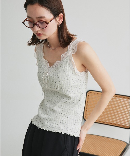 ad thie（アドティエ）の「ショルダーレース切り替え 花柄キャミソール（キャミソール・レディース・オートミール/アイボリー/オフホワイト・FREE）」の20枚目の写真