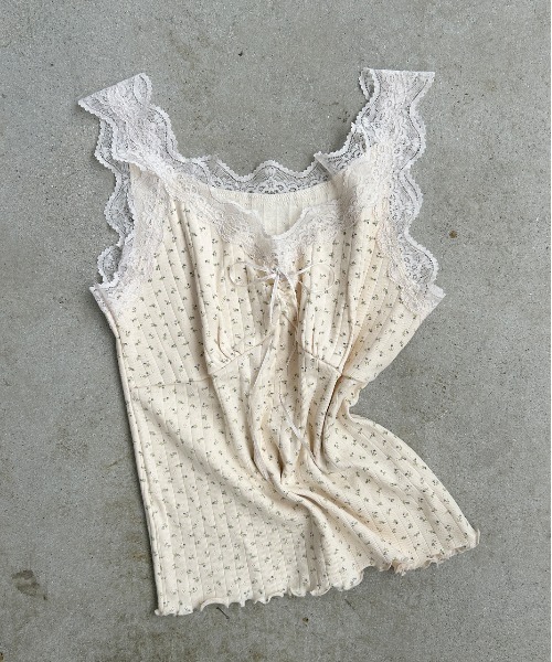 ad thie（アドティエ）の「ショルダーレース切り替え 花柄キャミソール（キャミソール・レディース・オートミール/アイボリー/オフホワイト・FREE）」の10枚目の写真