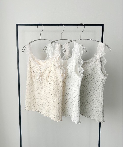 ad thie（アドティエ）の「ショルダーレース切り替え 花柄キャミソール（キャミソール・レディース・オートミール/アイボリー/オフホワイト・FREE）」の7枚目の写真