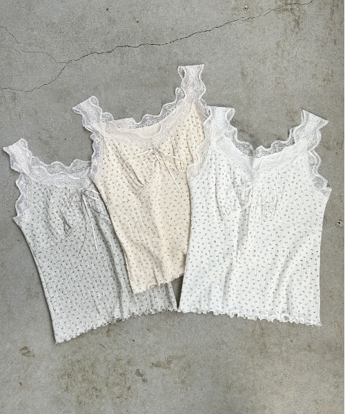 ad thie（アドティエ）の「ショルダーレース切り替え 花柄キャミソール（キャミソール・レディース・オートミール/アイボリー/オフホワイト・FREE）」の8枚目の写真