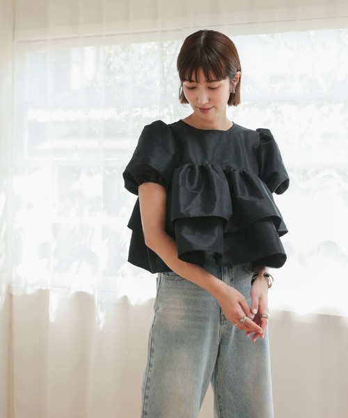 DONOBAN ドノバン　トップス セール】シャイニーフレアトップス（Tシャツ/カットソー