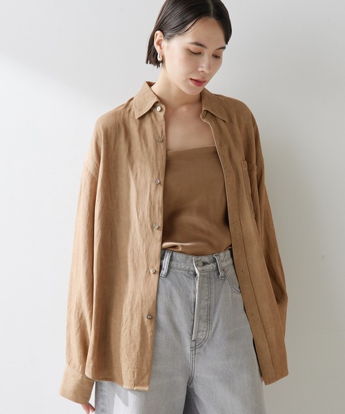 Whim Gazette(ウィムガゼット)の「ツイル顔料染めオーバーシャツ(シャツ/ブラウス・レディース・キャメル/モカ・FREE)」の5枚目の写真