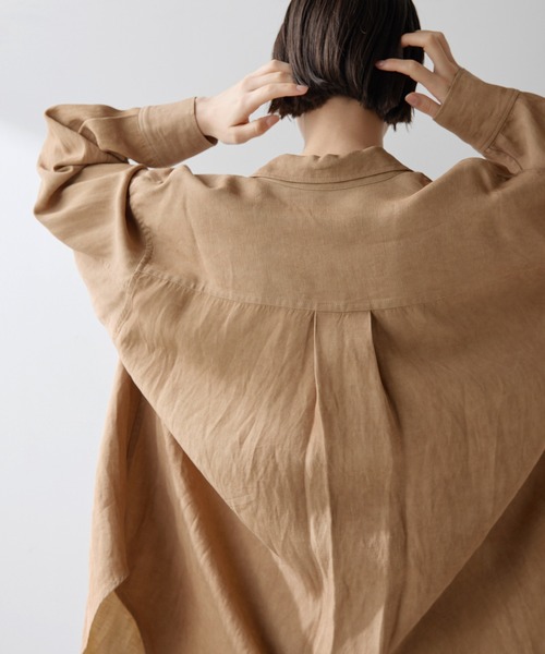 Whim Gazette(ウィムガゼット)の「ツイル顔料染めオーバーシャツ(シャツ/ブラウス・レディース・キャメル/モカ・FREE)」の9枚目の写真