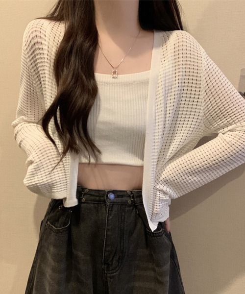 shoppinggo(ショッピングゴー)の「サマーカーディガン 透かし編み(カーディガン/ボレロ・レディース・ベージュ/ホワイト/グリーン/ブラック/ブルー・FREE)」の8枚目の写真