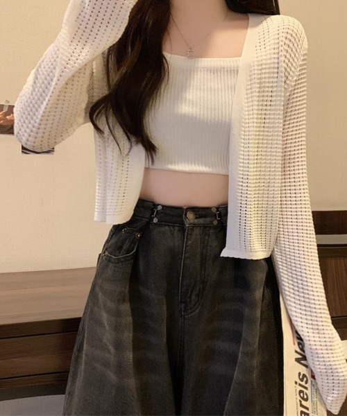 shoppinggo(ショッピングゴー)の「サマーカーディガン 透かし編み(カーディガン/ボレロ・レディース・ベージュ/ホワイト/グリーン/ブラック/ブルー・FREE)」の9枚目の写真