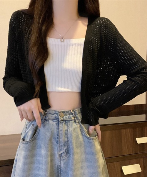 shoppinggo(ショッピングゴー)の「サマーカーディガン 透かし編み(カーディガン/ボレロ・レディース・ベージュ/ホワイト/グリーン/ブラック/ブルー・FREE)」の12枚目の写真