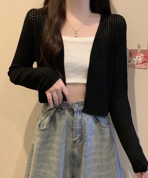 shoppinggo(ショッピングゴー)の「サマーカーディガン 透かし編み(カーディガン/ボレロ・レディース・ベージュ/ホワイト/グリーン/ブラック/ブルー・FREE)」の13枚目の写真