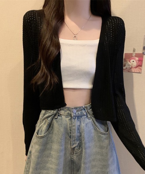shoppinggo(ショッピングゴー)の「サマーカーディガン 透かし編み(カーディガン/ボレロ・レディース・ベージュ/ホワイト/グリーン/ブラック/ブルー・FREE)」の17枚目の写真