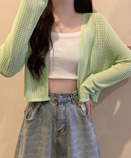 shoppinggo(ショッピングゴー)の「サマーカーディガン 透かし編み(カーディガン/ボレロ・レディース・ベージュ/ホワイト/グリーン/ブラック/ブルー・FREE)」の19枚目の写真