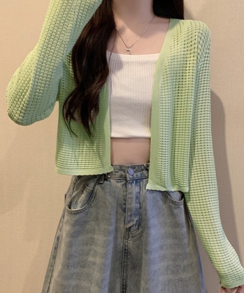 shoppinggo(ショッピングゴー)の「サマーカーディガン 透かし編み(カーディガン/ボレロ・レディース・ベージュ/ホワイト/グリーン/ブラック/ブルー・FREE)」の20枚目の写真