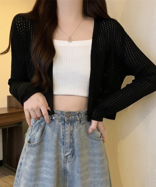 shoppinggo(ショッピングゴー)の「サマーカーディガン 透かし編み(カーディガン/ボレロ・レディース・ベージュ/ホワイト/グリーン/ブラック/ブルー・FREE)」の18枚目の写真