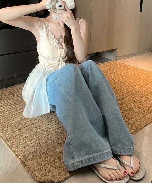 gossip!ロサンゼルス(ゴシップロサンゼルス)の「レースインナー付き エアリーキャミソール(その他トップス・レディース・ベージュ/ピンク・FREE)」の3枚目の写真