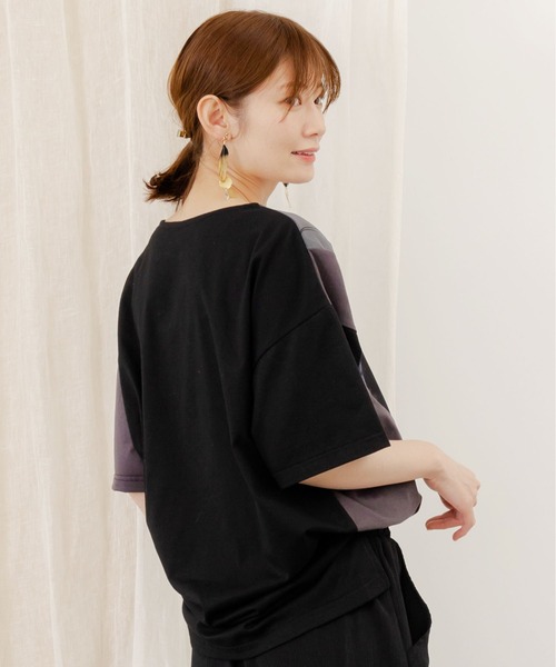 セール】552202：アートコラージュ チュール重ね切替Tシャツ（T