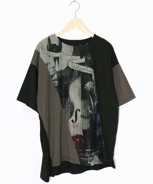 tシャツ 552202：アートコラージュ チュール重ね切替Tシャツ レディース セール】チュール切り替えTシャツ（Tシャツ/カットソー）｜notch