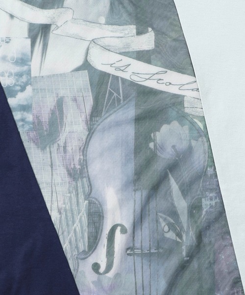 セール】552202：アートコラージュ チュール重ね切替Tシャツ（T