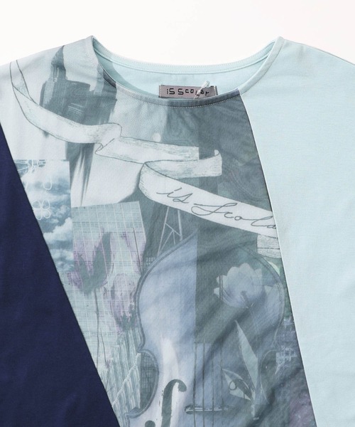 セール】552202：アートコラージュ チュール重ね切替Tシャツ（T