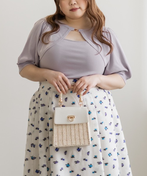 CLETTE（クレット）の「デコルテデザインサマーニット（ニット/セーター・レディース・ラベンダー/ブラック/ワイン・4L/3L/LL）」の2枚目の写真