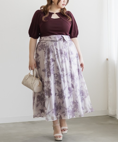 CLETTE（クレット）の「デコルテデザインサマーニット（ニット/セーター・レディース・ラベンダー/ブラック/ワイン・4L/3L/LL）」の13枚目の写真