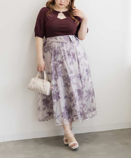 CLETTE（クレット）の「デコルテデザインサマーニット（ニット/セーター・レディース・ラベンダー/ブラック/ワイン・4L/3L/LL）」の15枚目の写真