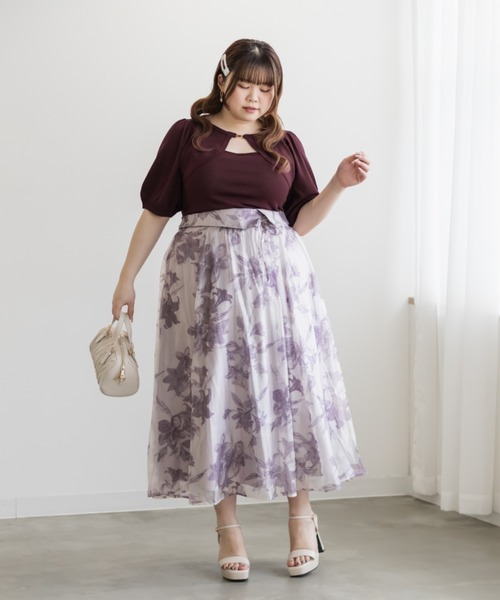 CLETTE（クレット）の「デコルテデザインサマーニット（ニット/セーター・レディース・ラベンダー/ブラック/ワイン・4L/3L/LL）」の16枚目の写真