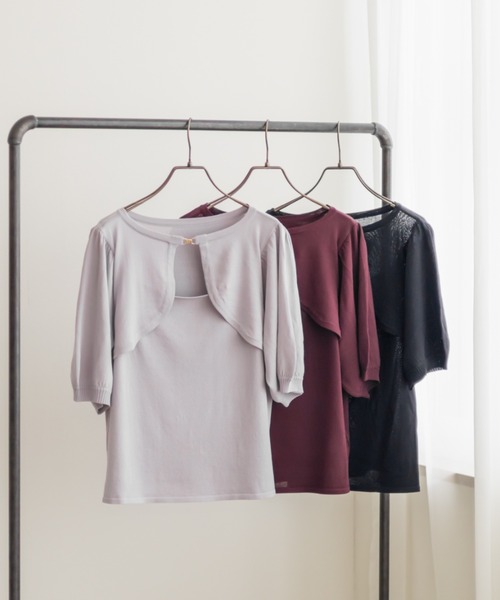 CLETTE（クレット）の「デコルテデザインサマーニット（ニット/セーター・レディース・ラベンダー/ブラック/ワイン・4L/3L/LL）」の7枚目の写真