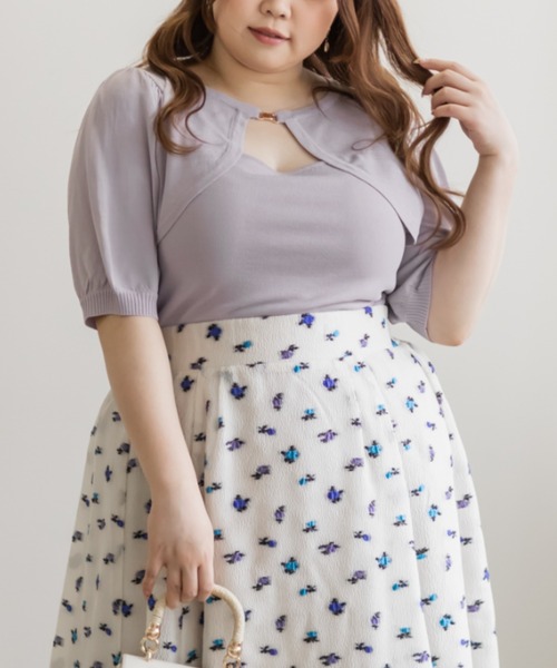 CLETTE（クレット）の「デコルテデザインサマーニット（ニット/セーター・レディース・ラベンダー/ブラック/ワイン・4L/3L/LL）」の8枚目の写真