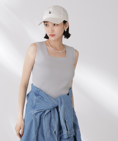 NANO universe(ナノユニバース)の「前後2wayスクエア&クルーネックリブニットタンクトップ(タンクトップ・レディース・グレー/ホワイト/ブラック・FREE)」の3枚目の写真