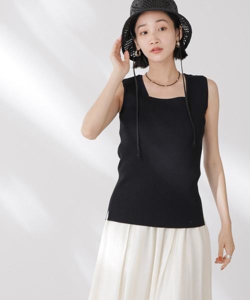 NANO universe(ナノユニバース)の「前後2wayスクエア&クルーネックリブニットタンクトップ(タンクトップ・レディース・グレー/ホワイト/ブラック・FREE)」の21枚目の写真