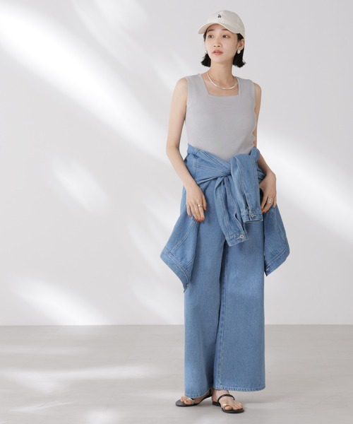 NANO universe(ナノユニバース)の「前後2wayスクエア&クルーネックリブニットタンクトップ(タンクトップ・レディース・グレー/ホワイト/ブラック・FREE)」の16枚目の写真