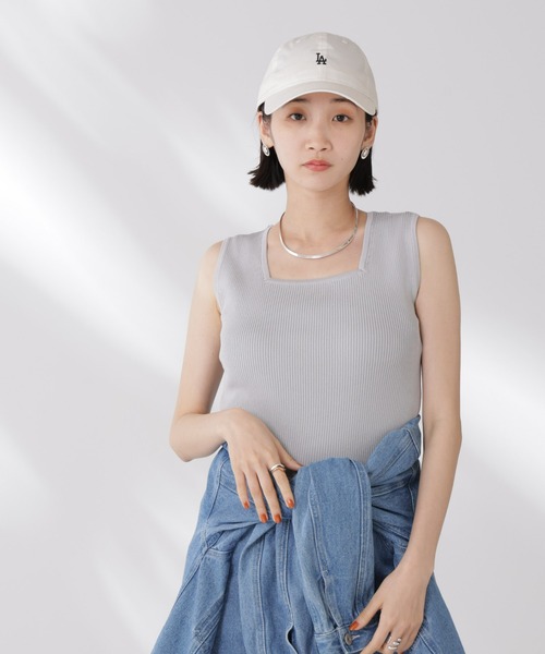 NANO universe(ナノユニバース)の「前後2wayスクエア&クルーネックリブニットタンクトップ(タンクトップ・レディース・グレー/ホワイト/ブラック・FREE)」の14枚目の写真