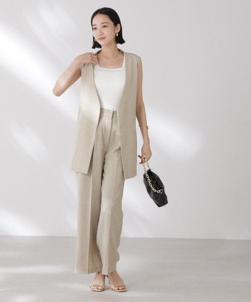 NANO universe(ナノユニバース)の「前後2wayスクエア&クルーネックリブニットタンクトップ(タンクトップ・レディース・グレー/ホワイト/ブラック・FREE)」の6枚目の写真