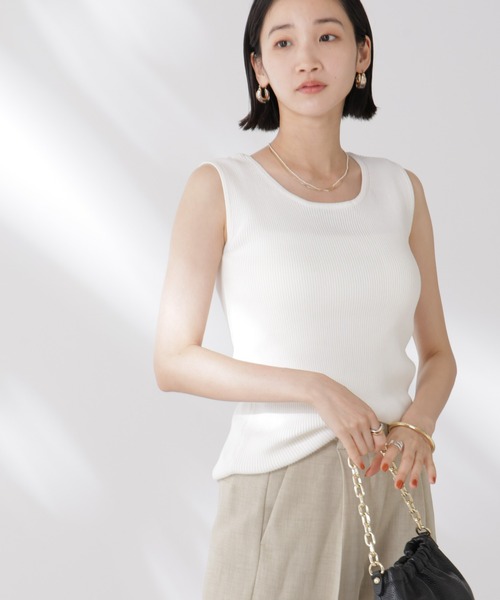 NANO universe(ナノユニバース)の「前後2wayスクエア&クルーネックリブニットタンクトップ(タンクトップ・レディース・グレー/ホワイト/ブラック・FREE)」の8枚目の写真