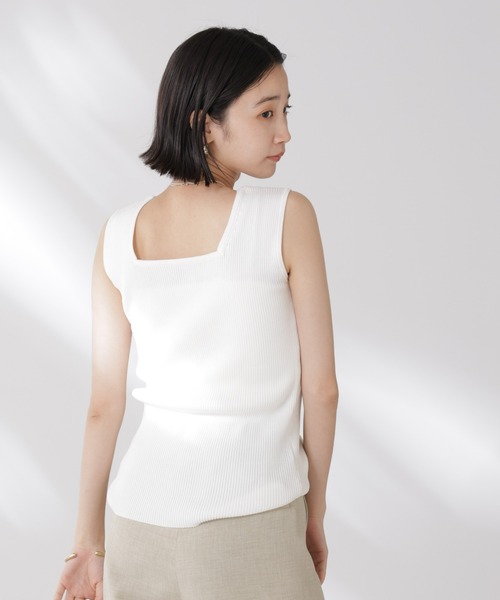 NANO universe(ナノユニバース)の「前後2wayスクエア&クルーネックリブニットタンクトップ(タンクトップ・レディース・グレー/ホワイト/ブラック・FREE)」の9枚目の写真