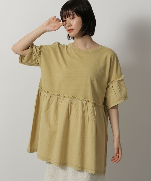 LAKOLE（ラコレ）の「ピグメント切替チュニック / 574690（チュニック・レディース・チャコール/イエロー/ピンク系その他/アイボリー・FREE）」の3枚目の写真