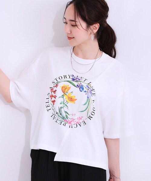 Cutie Blonde(キューティーブロンド)の「リメイク風Tシャツ(Tシャツ/カットソー・レディース・ホワイト系2/ホワイト系1/ピンク系1/ブラック系1・00)」の2枚目の写真