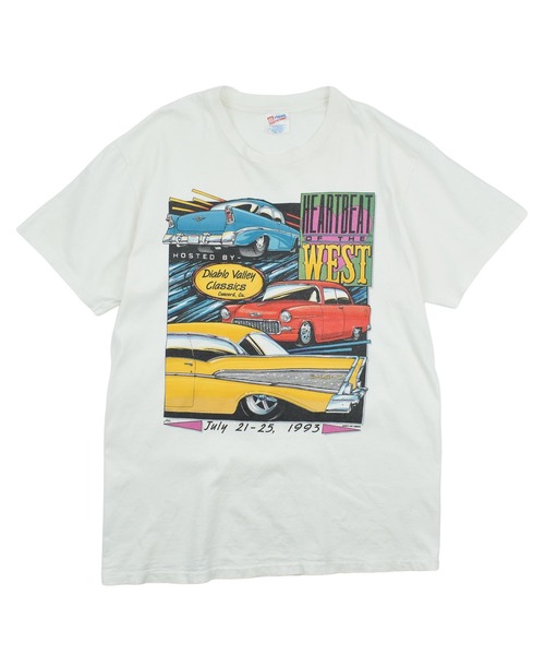 LABORATORY R(ラボラトリーアール)の「【USED】90’s Hanes “HEART BEAT” レーシング Tシャツ(Tシャツ/カットソー・メンズ・ホワイト・LARGE)」の1枚目の写真