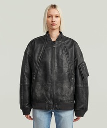 G-STAR RAW（ジースターロゥ）の「【UNISEX】LEATHER MACRO BALLOON BOMBER/バルーンシルエットオーバーサイズレザーボンバージャケット（ブルゾン・メンズ）」