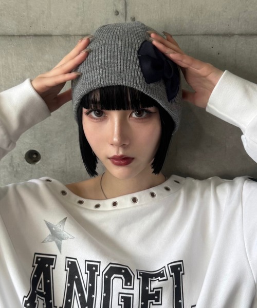 SETUPEXE（セットアップイーエックスイー）の「RIBBON BEANIE（ニットキャップ/ビーニー・レディース・LT.GRY・フリー）」の4枚目の写真