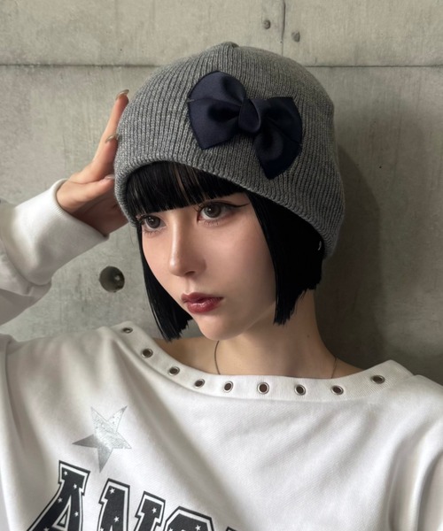 SETUPEXE（セットアップイーエックスイー）の「RIBBON BEANIE（ニットキャップ/ビーニー・レディース・LT.GRY・フリー）」の3枚目の写真