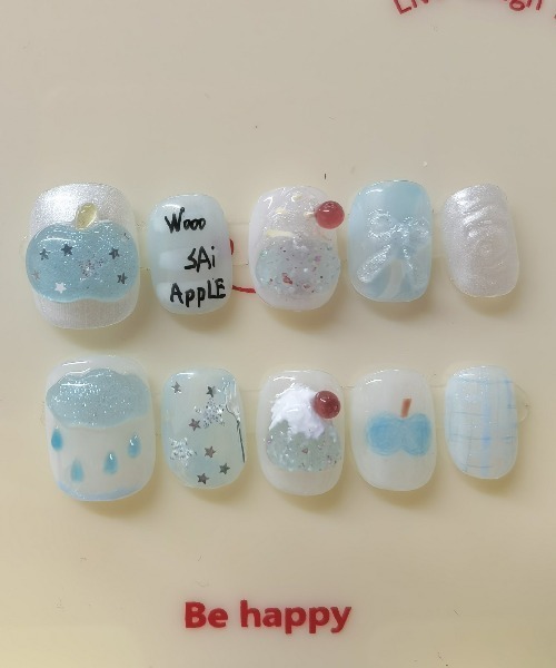 セール】WEGO/イマドキ韓国風アートショートネイルチップ/ウィッシュ